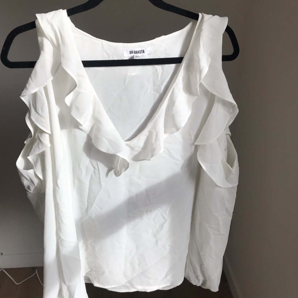 BB Dakota White Ruffle Top
